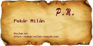 Pekár Milán névjegykártya